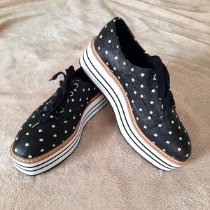 Zara Basic Derby Polka Dot Platform Shoe Size 37